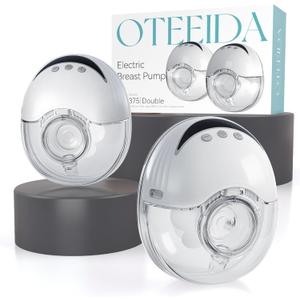 Hands Free Breast Pump Wearable MY-375 - Strong Suction, Low Noise, Portable Electric Breast Pump with 4 Mode & 12 Levels - 19/21/24mm Insert/Flange, 2 Pack (White)