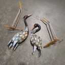 Metal Crane Statue Garden Decor, Heron Statue Yard Art for Outdoor Patio Lawn Backyard Pool Front Porch Decor, Bird Garden Sculpture & Statues, Set of 2, Spring & Summer Decorations
