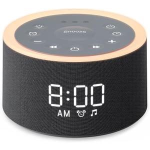 Dreamegg D1+ Sound Machine & Alarm Clock - Sound Machine for Sleep, White Noise Machine with 29 Soothing Sounds, Night Light, 0-100% Dimmable, White Noise Alarm Clock for Bedrooms Adults Baby, Black