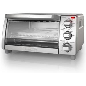 BLACK+DECKER 4-Slice Toaster Oven, TO1745SSG-1A, Even Toast, 4 Cooking Functions Bake, Broil, Toast and Keep Warm, Removable Crumb Tray, Timer