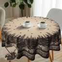 Imiss Rustic Bear Deer Round Tablecloth 60 Inch Forest Wild Animal Circular Table Cover Wrinkle Resistant Farmhouse Style Tabletop for Outdoor Party Picnic Dining