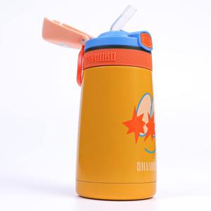 Kids Gift Insulated Water Bottle with Straw Vacuum 316 Stainless Steel Thermos for School & Travel & Sports & Gift, LeakProof, Easy to Clean, Keep Cold for 12 Hours, 12oz, Smiling Face