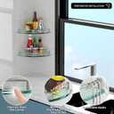 Glass Shower Shelves, Glass Bathroom Corner Shelf Wall Mounted Shelf Shampoo Holder Organizer Extra 8MM Thick Corner Shelves for Inside Shower with 3 Hooks