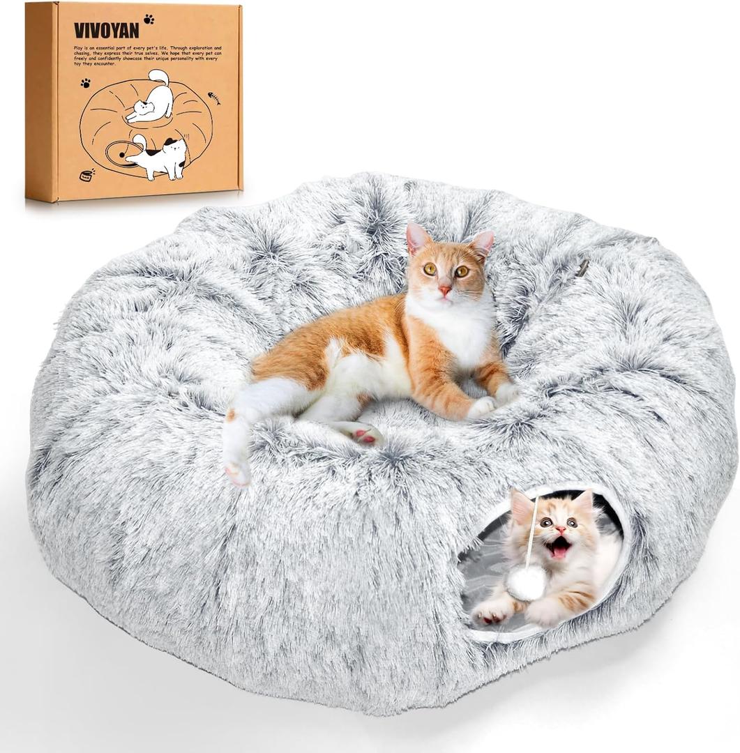 Multifunctional Cat Tunnel Toy - XL Interactive Cat Play Tunnel with Climbing Holes and Thick Resting Mat, Ideal for Mult Homes and Extended Playtime (Ash Gray)