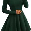 BTFBM Fall Dresses for Women 2025 Long Sleeve High Waist Pleated Flowy A Line Party Wedding Guest Dress Business Casual Size XXL