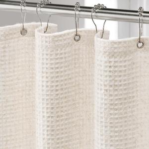 Linen Waffle Weave Shower Curtain Cream Shower Curtains for Bathroom Beige,72" W x 72" L
