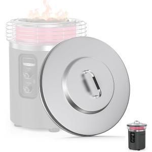 SafBbcue Fire Pit Lid for Ninja Fireside360 Outdoor Heater, Hard Metal Cover for Ninja Fireside360 Fire Pit Lid Replacement, Stainless Steel Top Cover for Fireside 360 Firepit Accessories, with Handle