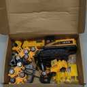 RAYNAG 16 Pieces Construction Cake Topper Vehicles Cake Decoration Set Construction Birthday Party Supplies Large Crane Excavator Traffic Road Sign Cake Topper for Birthday Party Supplies Favours