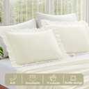 KKJIAF Ruffle Pillow Cases Standard Size Set of 2, Ruffled Pillow Covers with Envelope Closure, Wrinkle Resistant Ruffled Pillow Shams 20" x 26", Beige