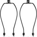 Lamp Harp 8 Inch, Saangseon Light Duty Polished Black Lamp Shade Holder Replacement with Finial and 3/8 Detachable Saddle Base, Set of 2 DIY Lighting Accessories