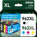 962xl Ink Cartridges Combo Pack for HP 962XL Black and Color Replacement for HP OfficeJet Pro 9010e 9015e 9010 9012 9015 9018e 9025e Printers (4-Pack Black Cyan Magenta Yellow)