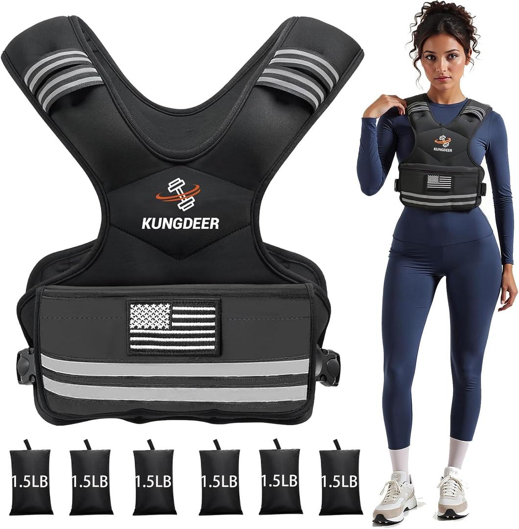 Adjustable Weighted Vest for Women:4-10LB/12-18LB/20-32LB with 6 Ironsand Weights for Home Workouts Running Body Weight Vest