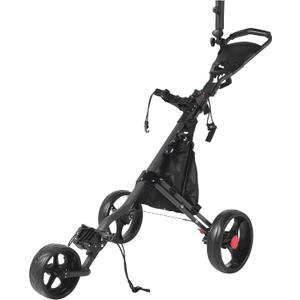 3 Wheel 360 Rotating Front Wheel Golf Push Cart Lightweight and Foldable Walking Golf Cart Umbrella Holder Included (3 Wheel)