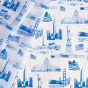 2 x MR FIVE 60 Sheets Blue American Buildings Tissue Paper Bulk,14" x 20",Blue Iconic Buildings Pattern Tissue Paper for Gift Bags,Blue Tissue Paper for Independence Day 4th of July Holiday Party