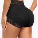 DERCA Butt Lifting Panties Padded Underwear for Women Booty Pads Butt Enhancer Lace Shapewear Panty Black, XS