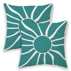 BETGINY Summer Outdoor Pillow Covers 16x16 Inch 2 Pcs,Mustard Yellow Sunshine Boho Decorative Throw Pillows,Sun Rainbow Abstract Farmhouse Decor Pillowcase Linen Cushion Cover for Home Couch Sofa