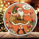 6 x Funny Christmas Ornaments - Santa Dancing Leopard Pattern Clothes 3 - Christmas Ornaments - Christmas Decorations - 3.6 in Acrylic - Funny Gag Gifts - White Elephant - Stocking Stuffers - Funny Gifts