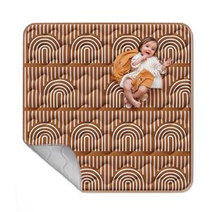 Mallify Soft Thicker Baby Mat for Floor 50"x50", Non-Slip Baby Play Mat, Easy to Clean 50x50 Playpen Mat, Portable Playmat, Crawling Mat for Infants, Babies, Toddlers, Activity Mat, Rainbow, Brown
