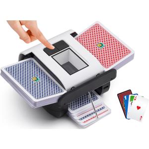 Automatic Card Shuffler, Electric Card Shuffler for 1-2 Decks One-Press AUTO & Manual Mode Rechargeable 2000mAh Low Noise for Poker, UNO, Blackjack, Skip-Bo, Phase 10, Texas Hold'em