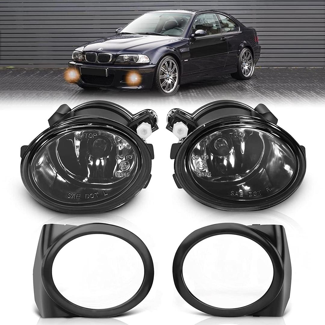 Fog Lights compatible with BMW (E46 E39 M3 M5) / 3 Series (320i 323i 325i 325xi 330i 330xi 330ci Sedan, 325i 325xi 330i 330xi Wagon, all w/Sport Package), with Frame, Fog Lamps