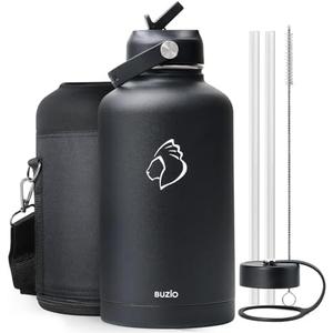 BUZIO Vacuum Insulated Stainless Steel Water Bottle 64oz (Cold for 48 Hrs/Hot for 24 Hrs) BPA Free Double Wall Travel Mug/Flask for Outdoor Sports Hiking, Cycling, Camping, Running