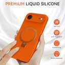 Compatible with iPhone Air Case with Stand, Full Camera Protection Slim Liquid Silicone Phone Case for iPhone 17 Air Compatible with MagSafe Magnetic Ring Kickstand Case 6.5", Cosmic Orange