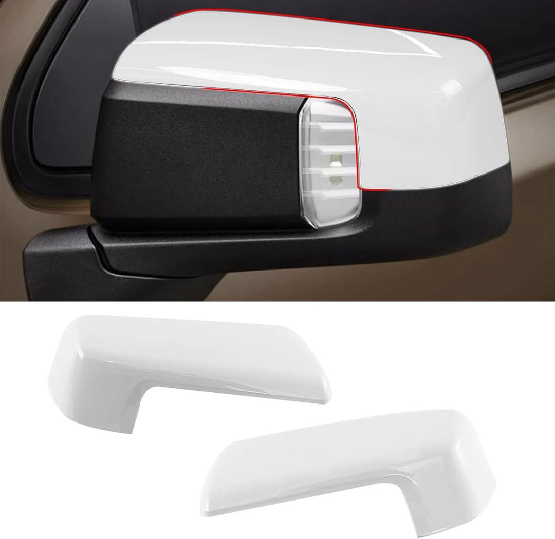 Moonlinks Compatible with 2019-2025 Chevy Silverado 1500 GMC Sierra 1500 Side Mirror Cover, White LH & RH Side Door Exterior Rearview Mirror Cap Trim for Silverado 1500(1 Pair
