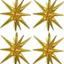 TONIFUL 4 Pcs 22inch 4D Huge Gold Star Balloons Explosion Star Mylar Foil Balloons for Party Supplies Backdrop Christmas,New Year,Birthday, Wedding,Photo Booth Ornament