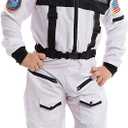 Spooktacular Creations Astronaut Costume with Helmet, Space Suit for Toddler, Kids Astronaut Halloween Costume for Cosplay (3T (3-4 yrs), White)