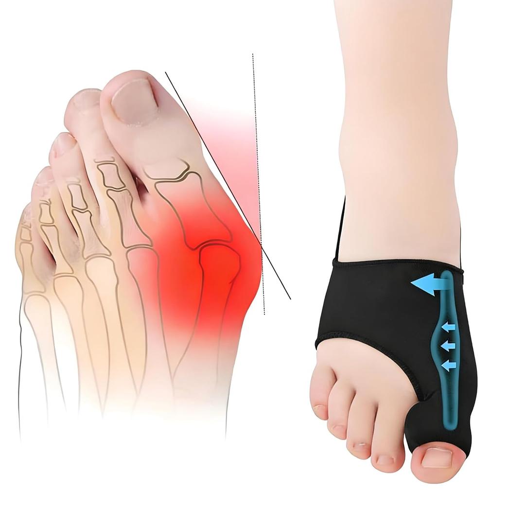 2PCS Bunion Corrector for Women & Men Big Toe Straightener - Bunions Correction Tool for - Bunion Splint with Soft Pads - Hallux Valgus Pain Relief, Breathable Fabric for Day & Night Wear (Black)