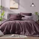 Monbix Full Size Comforter Set, Italian Plum Bedding Comforter for Full Size Bed Set Reversible, Bedding Sets Full 7 Pieces, Cationic Dyeing Bed in a Bag with Comforter, Sheets, Pillowcases & Shams