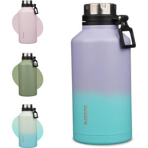 BJPKPK 64oz Insulated Water Bottle with Handle Half Gallon Stainless Steel Travel Thermal Flask Reusable Large Water Bottle,Lavender Green