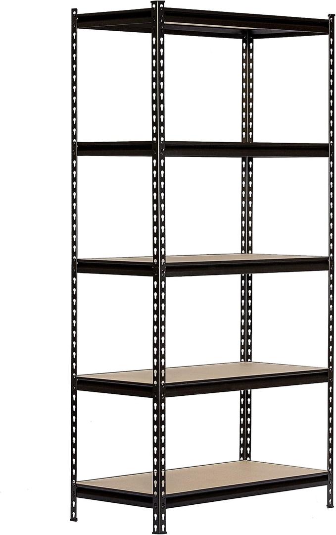 5 Layer Black Steel Storage Rack Boltless Shelving Unit Tier Layer Height Adjustable Shelf Organizer 30" W x 12" D x 60" H