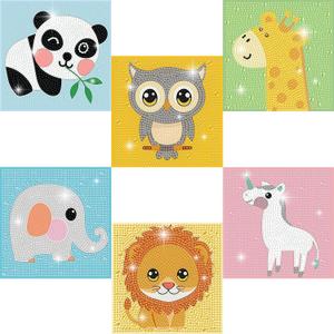 DIYGEMDOT 6 Pack Diamond Art Kits for Kids, Cute Animals Diamond Painting for Beginners, DIY 5D Gem Art for Girls & Boys Ages 6-8-10-12, Children's Christmas Gifts (6x6 inches) (Y001)