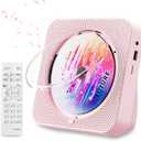 CD Player Portable Bluetooth 5.1 Desktop CD Player with HiFi Sound Speakers,Remote Control,Dust Cover,LED Display,Boombox FM Radio,USB/AUX for Home,Kids (Pink)