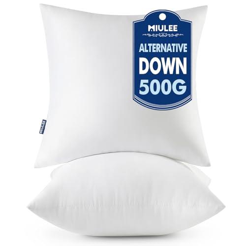 MIULEE Throw Pillows Inserts, Pack of 3 18x18 Inch 100% Virgin Fiber Filling Bed Couch Pillows