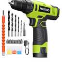 PULITUO 12V Green Cordless Drill Set Power Drill Kit with Battery and Charger,electric drill home improvement,3/8-Inch Keyless Chuck,Built-in LED,21+1 Torque Setting