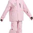 WOWULOVELY Girls and Boys 2 Piece Snow Pants and Jacket Snow Suit for Kids Toddler Snowsuit Waterproof Insulated Snowboard (14, Pink)
