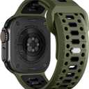 Maledan Compatible with Apple Watch Ultra 2 & Ultra 3 & Ultra Band, 45mm 46mm 49mm 42mm, Sport Silicone Strap Compatible with iWatch Bands Men 44mm, Honeycomb Band for Apple Watch Series 11 10 9-1 SE Ultra 3/2/1 (Black/ Army Green)