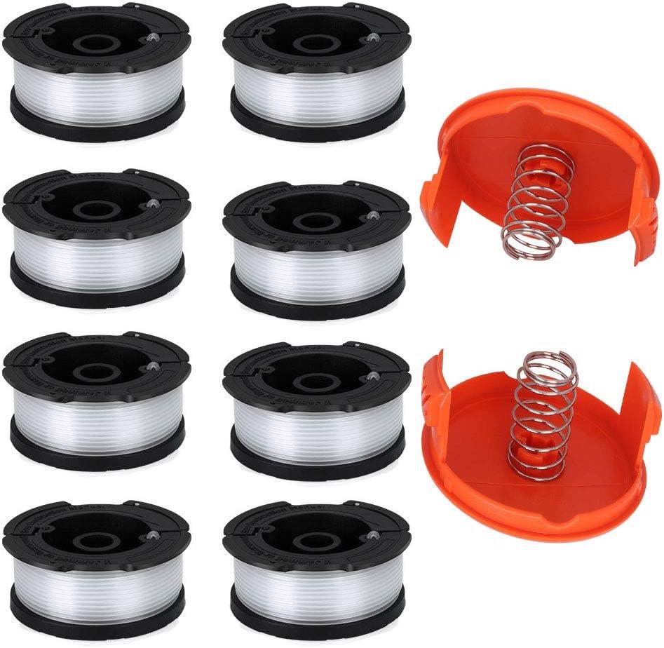 TOPEMAI AF-100 Spool, 0.065" Line String Trimmer Replacement Compatible with Black & Decker AF-100-3ZP GH900 GH600 String Trimmer(8 Pack+2 Spool Cap and Spring)