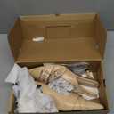 Coutgo Womens Slingback Kitten Heels Closed Pointed Toe Pumps Studded Buckle Strap Party Dress Shoes (8.5, Khaki)