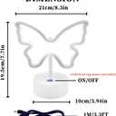 2 x Purple Butterfly Neon Sign Lights - 2 Pack Butterfly Decorations for Girls Bedroom Battery/USB-Powered Purple Room Decor, Aesthetic for Room, Home, Party, Nursery