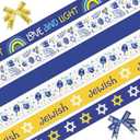 ALIBBON 6 Rolls 30 Yards 3/8" Hanukkah Ribbon Chanukah Grosgrain Ribbons for DIY Crafts Hanukkah Decor, Star of David Ribbons White Blue Ribbons for Jewish Gift Wrapping Bows Crafting Supplies Pack of 4