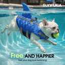 Dog Life Jacket Shark Life Vest for Dogs, Adjustable Swimming Vest with High Buoyancy, Safety Lifesaver with Rescue Handle for French Bulldog  Medium Breeds, Dark Blue M