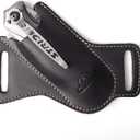 Topstache Handmade Leather Pocket Knife Sheath for Belt,EDC Belt Folding Knife Sheath for Man,Cross Draw Left Side Carry Open Top Knife Sheath for 5 inch Folding Knife,Black