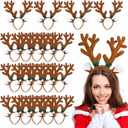 Yunsailing 20 Pcs Large Reindeer Antlers Headband Bulk Christmas Deer Antlers Headbands Reindeer Headpiece Deer Costume Headwear for Adults and Kids Christmas Party Cosplay Decoration