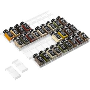 Famhap Spice Drawer Organizer, 36PCS Interlocking Expandable Seasoning Rack Tray Insert for Kitchen Drawers, Spice Rack Drawer for Spice Jars (Transparent)