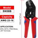 Crimping Tool Ratcheting Wire Crimper Tool for Non-Insulated Open Barrel Terminals 0.25-1.5mm² Crimping Pliers AWG 24-16, SN-58B