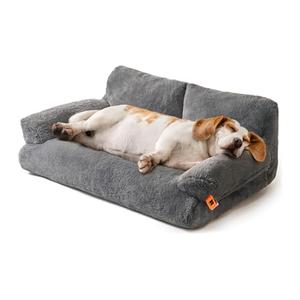 MEWOOFUN Cat Bed for Indoor Cats, Washable Dog Beds for Small Medium Dogs & Cats, Fluffy Cat Couch with NonSlip Bottom (Grey, 33.5" L x 25.6" W x 11.5" Th)