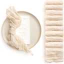 Ling's Moment Luxury Cloth Wedding Napkins - 19x19 Inch Reusable Cheesecloth Linen Napkins for Wedding Reception, Bridal Shower, Dinner Table - Washable, Durable (Set of 10), [Ivory]